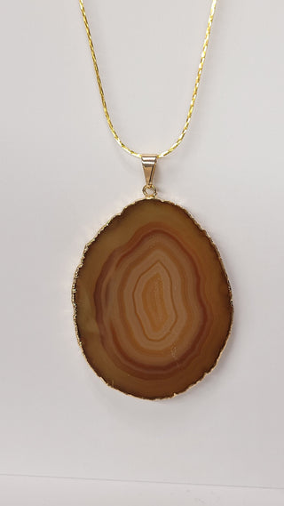 Jewelry- Necklace Agate Slice Gold Chain