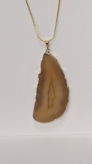 Jewelry- Necklace Agate Slice Gold Chain