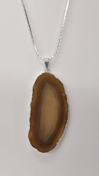Jewelry- Necklace Agate Slice Silver Chain