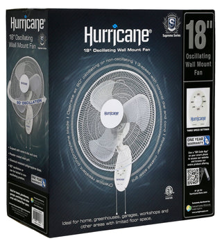 Fan-Hurricane® Supreme Oscillating Wall Mount Fan 18 in