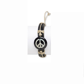 Jewelry- Leather Bracelet w/ Design Peace