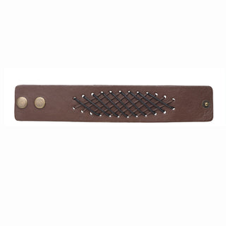 Jewelry- Leather Bracelet 38mm w/ Snap (brown w/ small stitch)