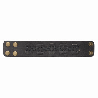 Jewelry- Leather Bracelet 38mm w/ Snap (black w/ patch)