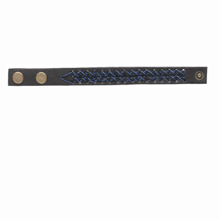 Jewelry- Leather Bracelet 20mm w/ Snap (blue weave)