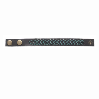 Jewelry- Leather Bracelet 20mm w/ Snap (green weave)