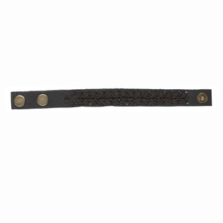 Jewelry- Leather Bracelet 20mm w/ Snap (brown weave)